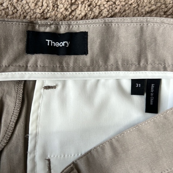 Theory Curtis Linen Blend Shorts Tapir Brown Taupe - Picture 7 of 10